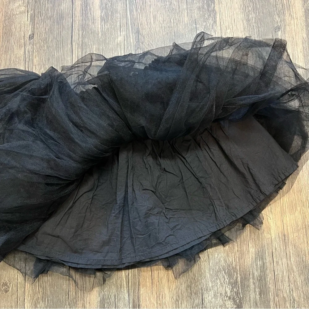 Girls Tulle Tutu Black Elastic Waist Mini Skirt Size